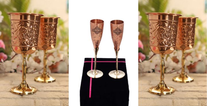 Copper Designer Champagne Glass with Brass Stand at Rs 495/piece, Copper  Glass in Jaipur