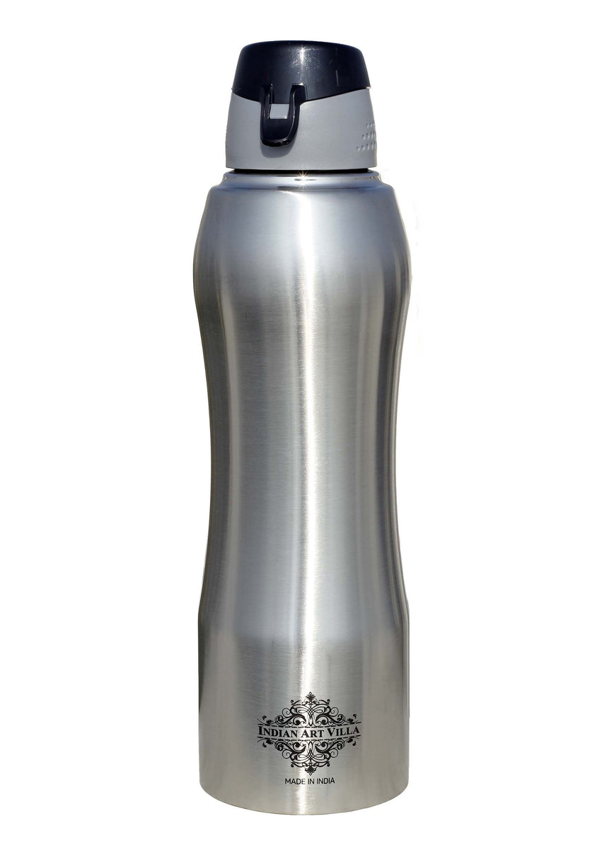 INDIAN ART VILLA Steel Flat Bottle With Sipper Cap Plain Matt 33 Oz –  IndianArtVilla