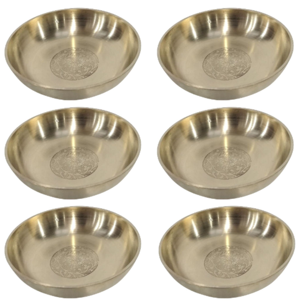 IndianArtVilla Handmade Pure Brass Rice Plate With Matt Embossed Design, Serveware, Dinnerware