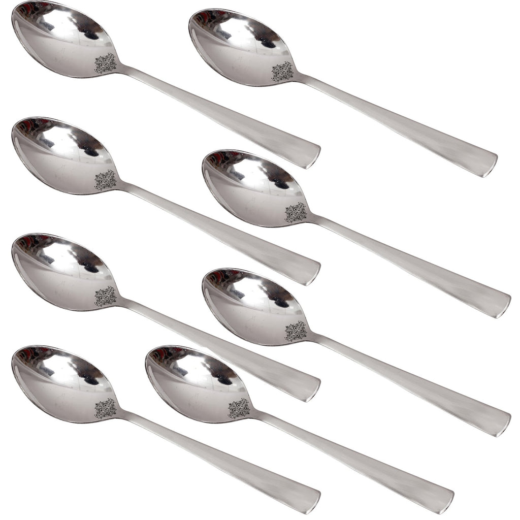 IndianArtVilla Pure Stainless Steel Handmade Matt Finish Design Table spoon