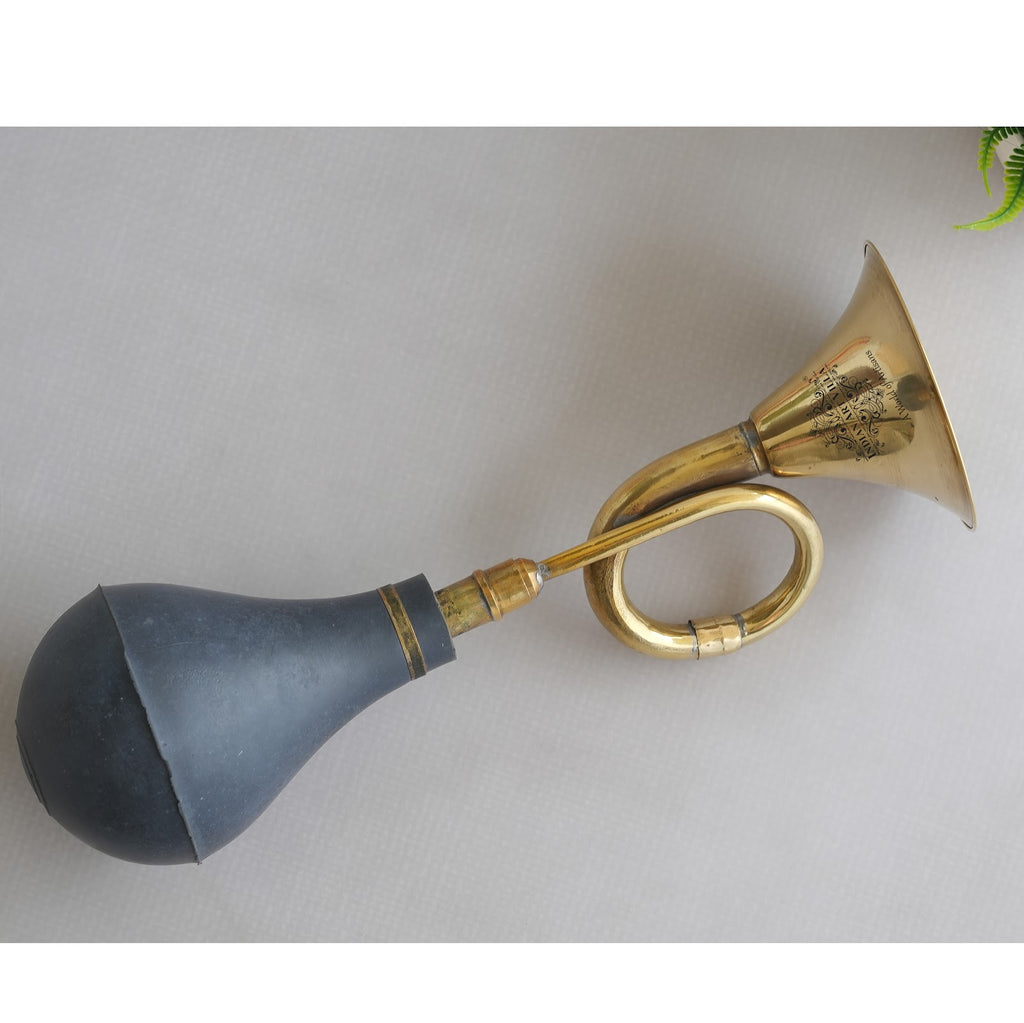 Indian Art Villa Home Décor & Handcrafted Brass Vintage Horn Include Rubber Bulb 13.5 Length