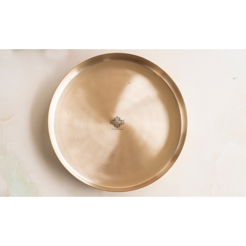 Indian Art Villa Bronze Dinnerware Thali,  Traditional Matte Finish Kansya Plate, Tableware and dinnerware