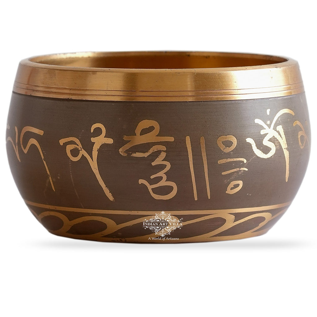 IndianArtVilla Pure Brass Singing Bowl With Budha Inside Design, Diameter-10.16 cm