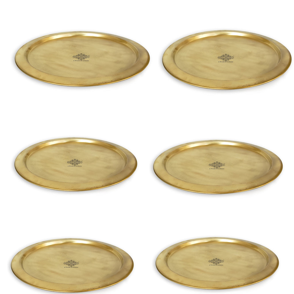 IndianArtVilla Handcrafted Pure Brass Thali | Plate with Matt Finish Design, Tableware, Serveware