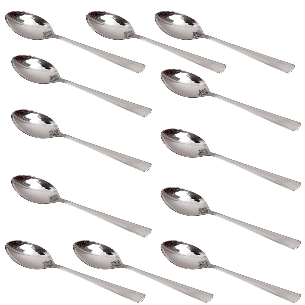 IndianArtVilla Pure Stainless Steel Handmade Matt Finish Design Table spoon