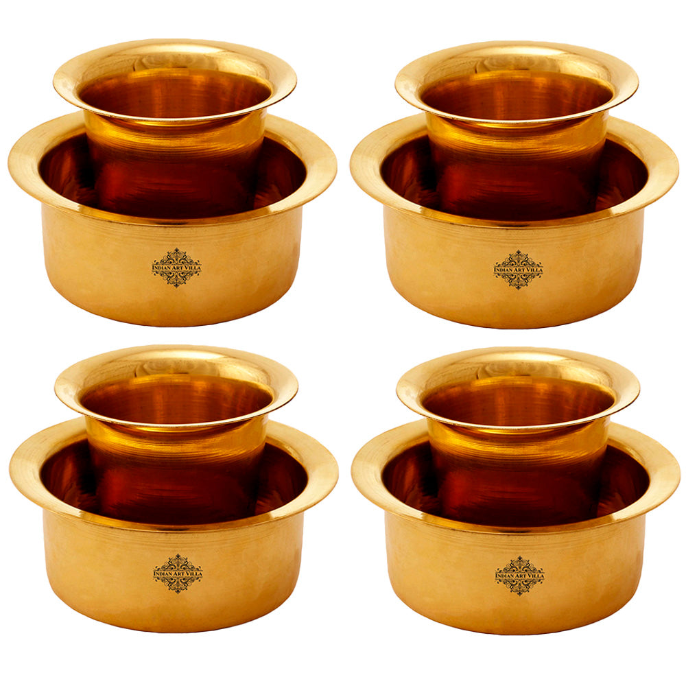 IndianArtVilla Brass Handmade Coffee Filter with a Glass & a Bowl, Serveware, Kitchenware