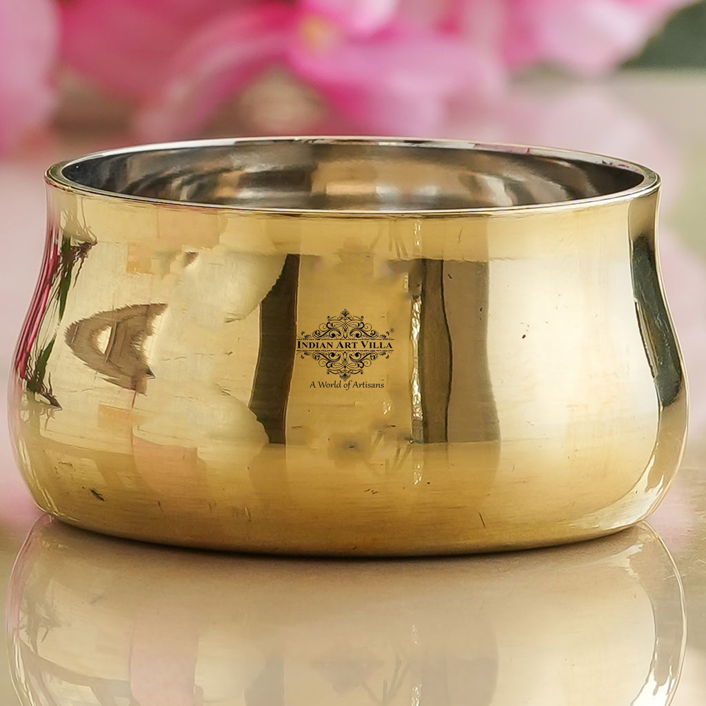 Indian Art Villa Steel Brass Curved Chuttni Bowl, Volume-75 ML