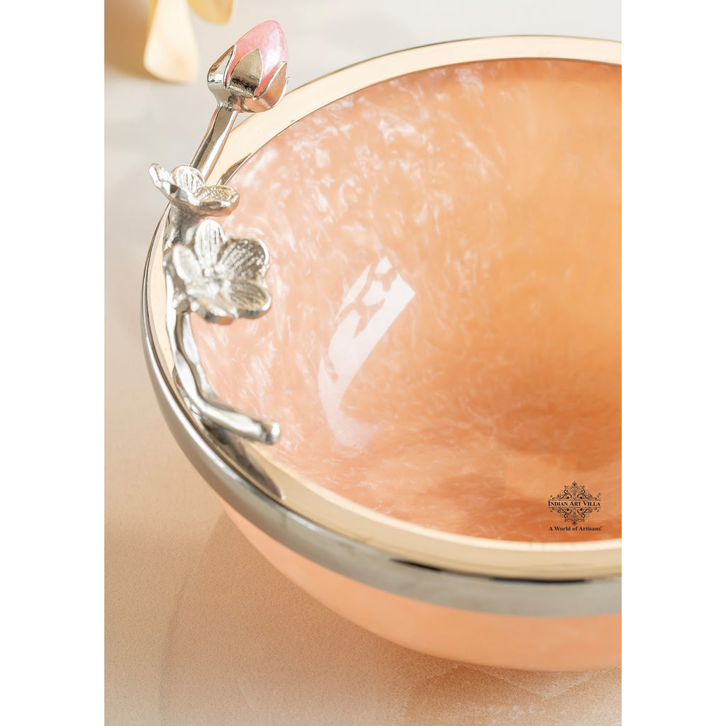 Indian Art Villa Silver Plated Resin Belgium Pink Decorative Bowl, Elegant Serveware & Home Decor, Perfect for Snacks