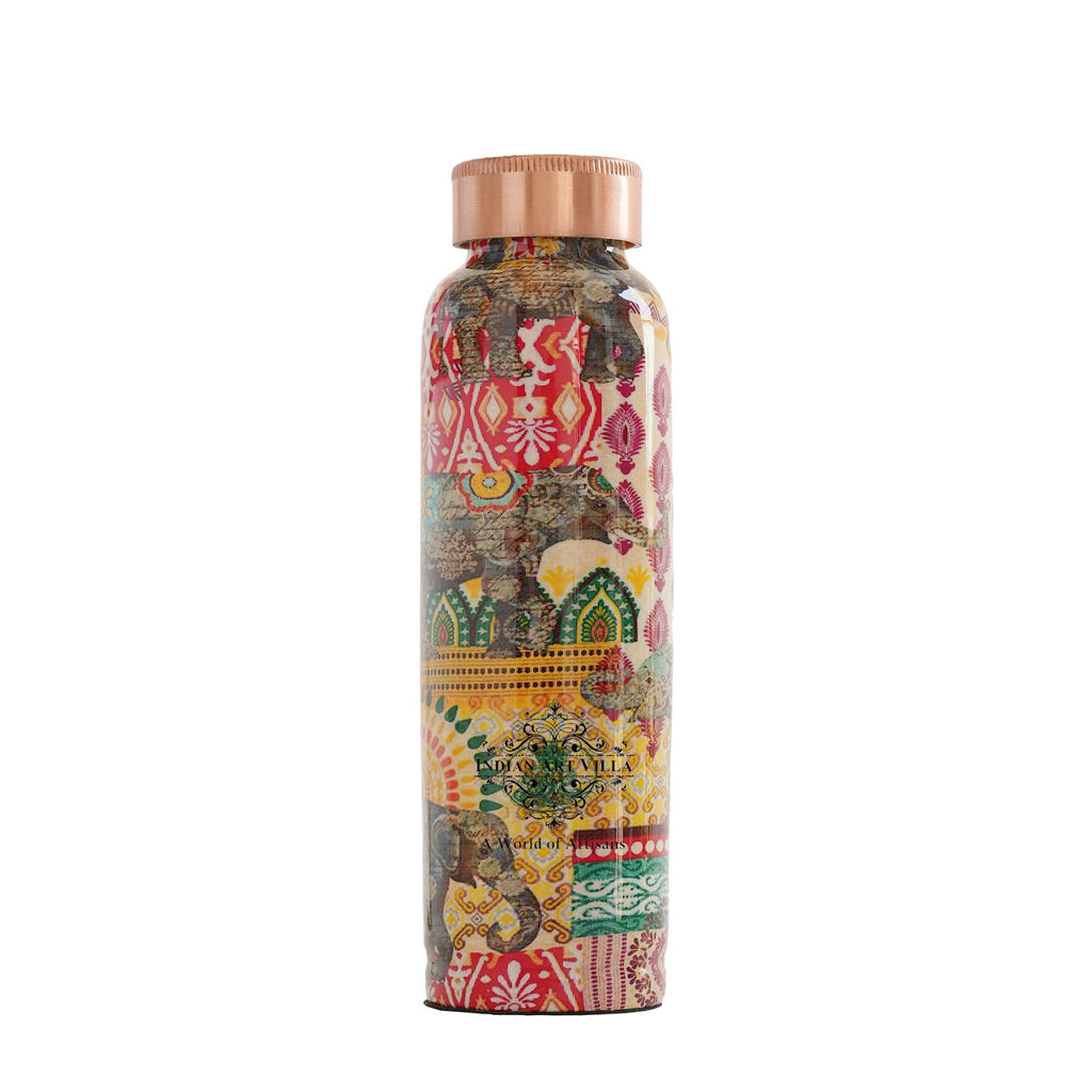 Indian Art Villa "Padharo Mhare Desh" Printed Theme with Rajathani Style Pure Copper Bottle, 900 ML