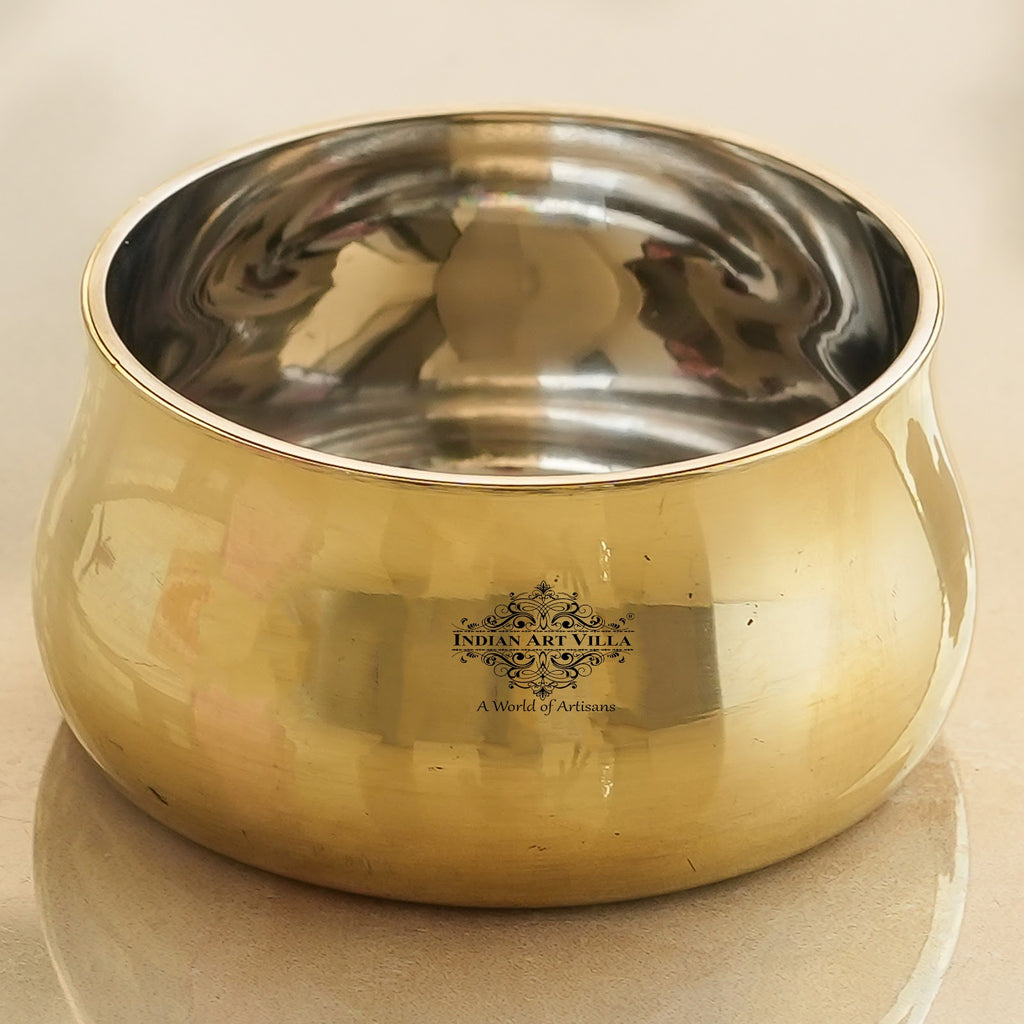 Indian Art Villa Steel Brass Curved Chuttni Bowl, Volume-75 ML