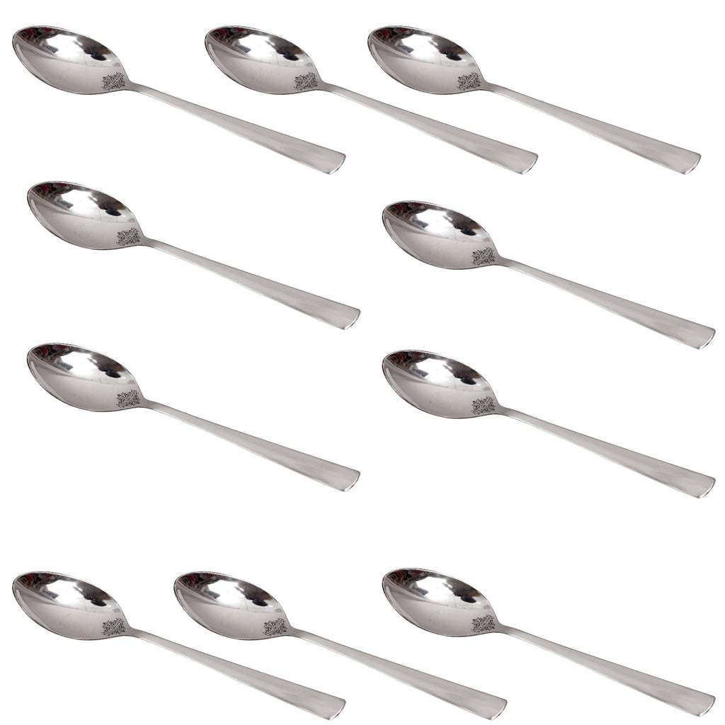 IndianArtVilla Pure Stainless Steel Handmade Matt Finish Design Table spoon