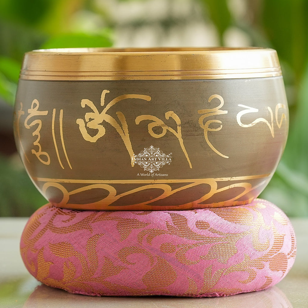 IndianArtVilla Pure Brass Singing Bowl With Budha Inside Design, Diameter-10.16 cm