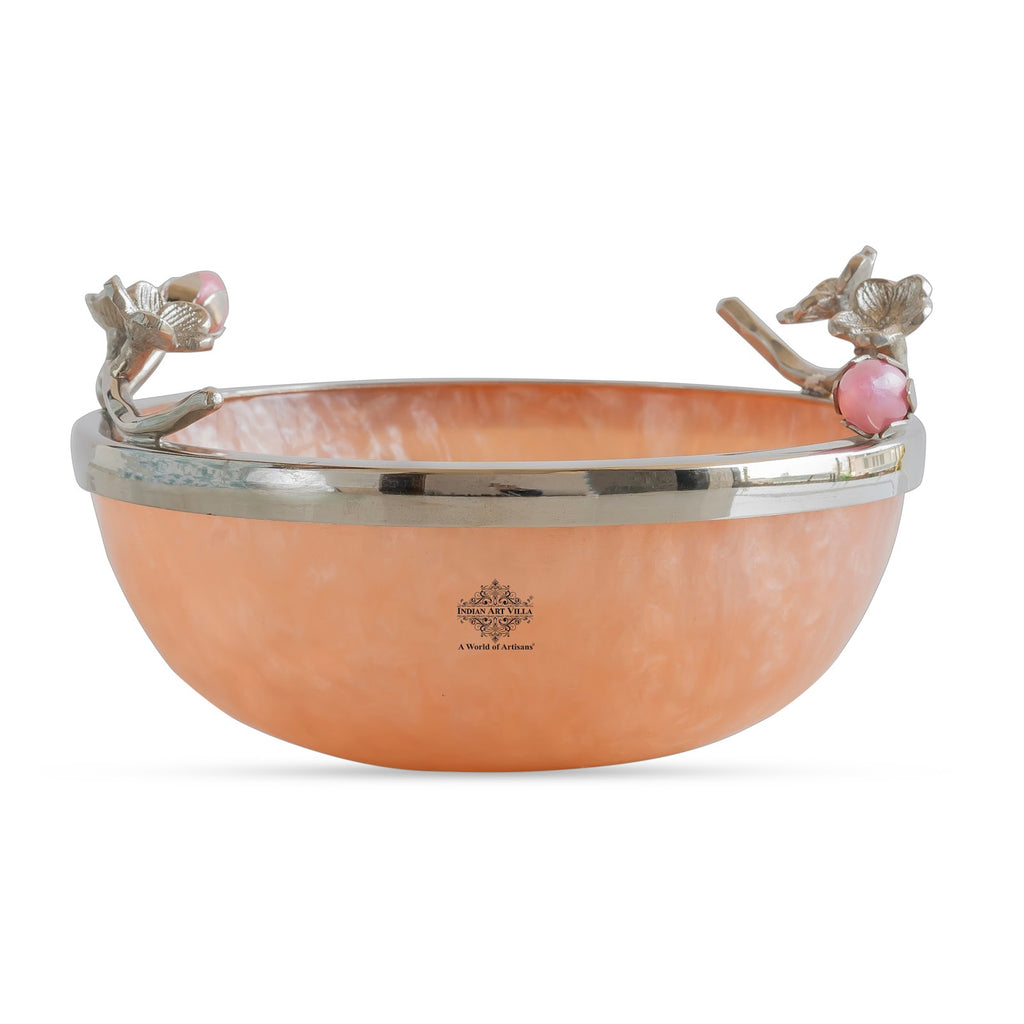 Indian Art Villa Silver Plated Resin Belgium Pink Decorative Bowl, Elegant Serveware & Home Decor, Perfect for Snacks