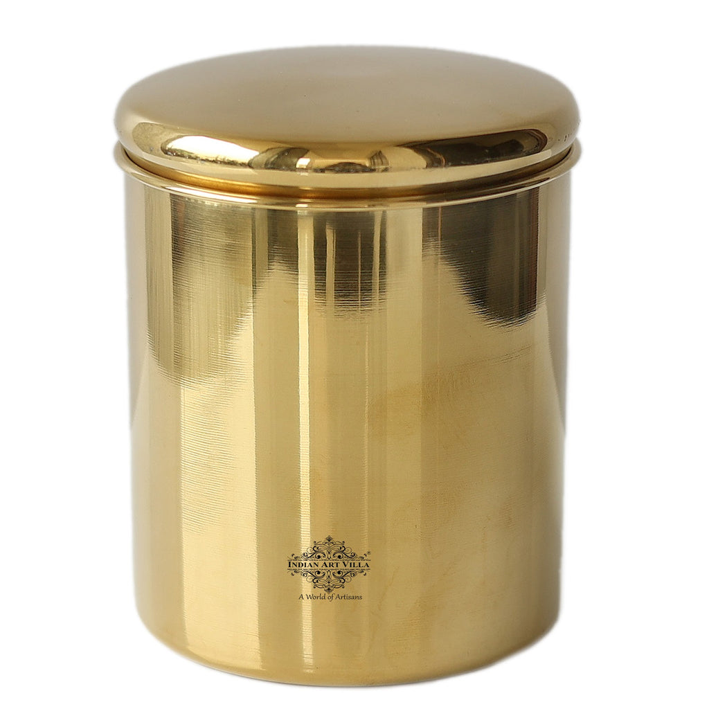 IndianArtVilla Handmade Steel Box / Dabba with Gold Plating, Storage Box, Volume -1000ml