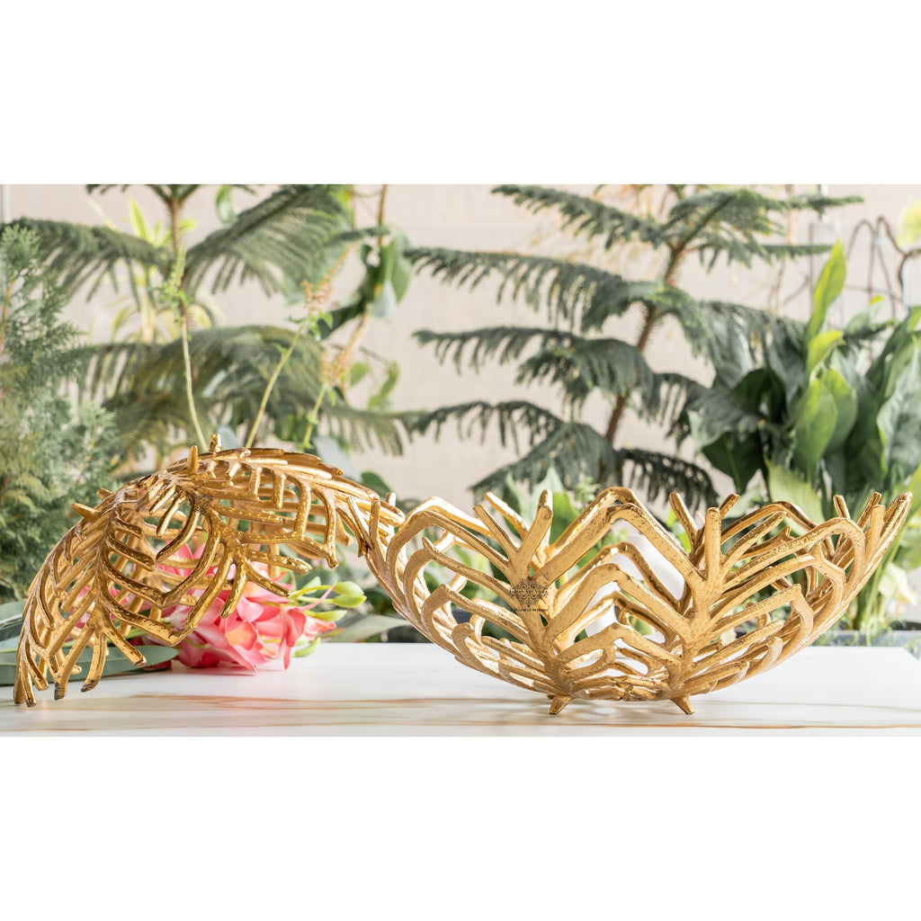 Indian Art Villa Brass Finish Decorative Cutting Basket – 12.6 Inches, Luxury Home Decor Bowl, Ideal for Fruits, Snacks, Festive Gifting