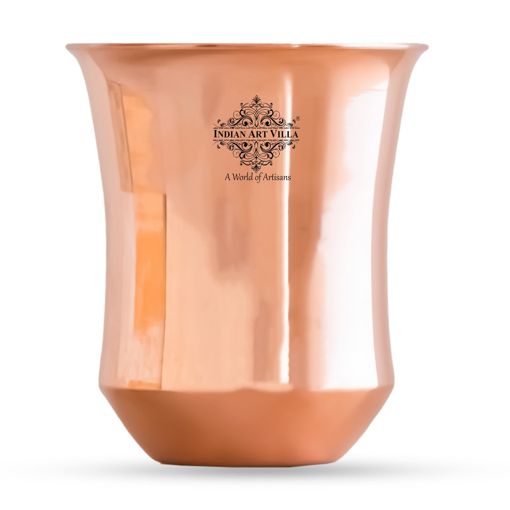 Indian Art Villa Pure Copper Plain Design Glass, Drinkware, Tableware, Heavy Weight with 200 Grams