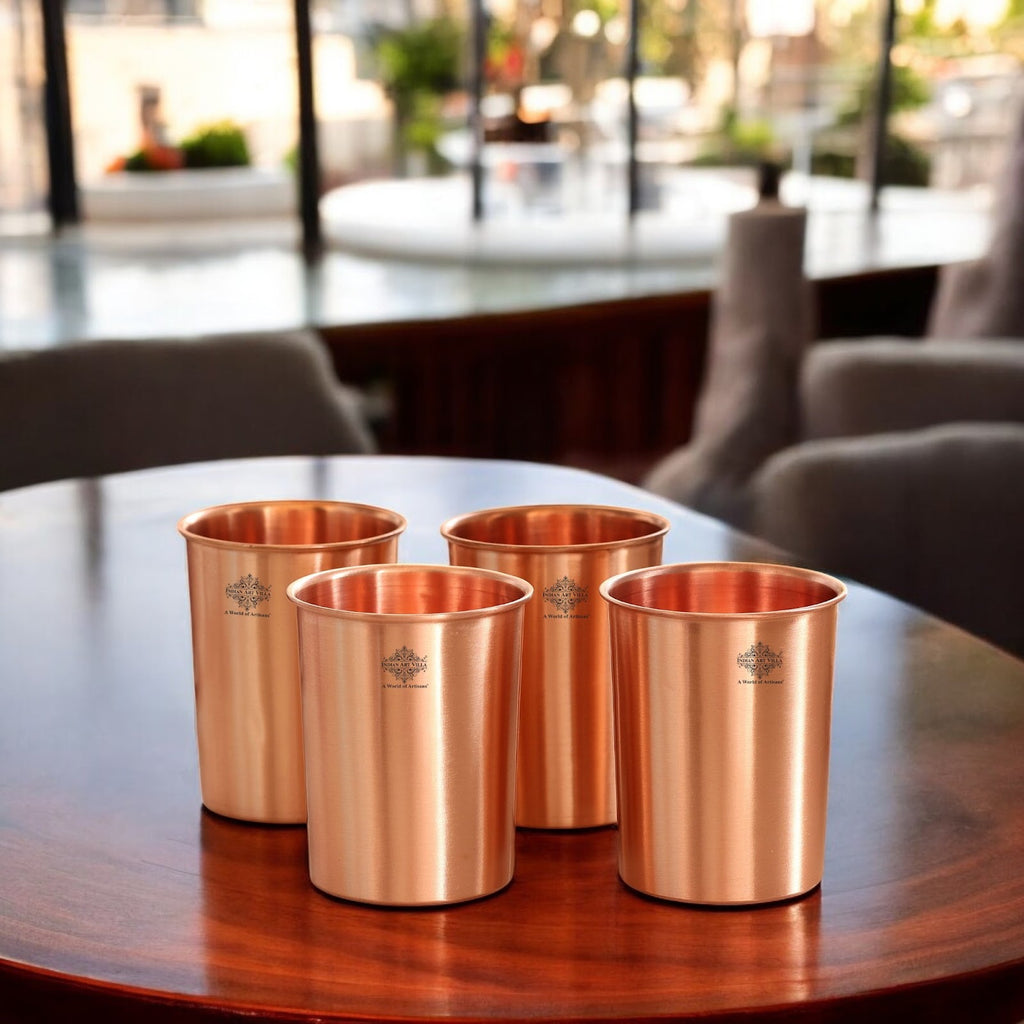 Indian Art Villa Pure Copper Lacquer Coated Glasses, Tumblers, Drinkware, Serveware, 275ml