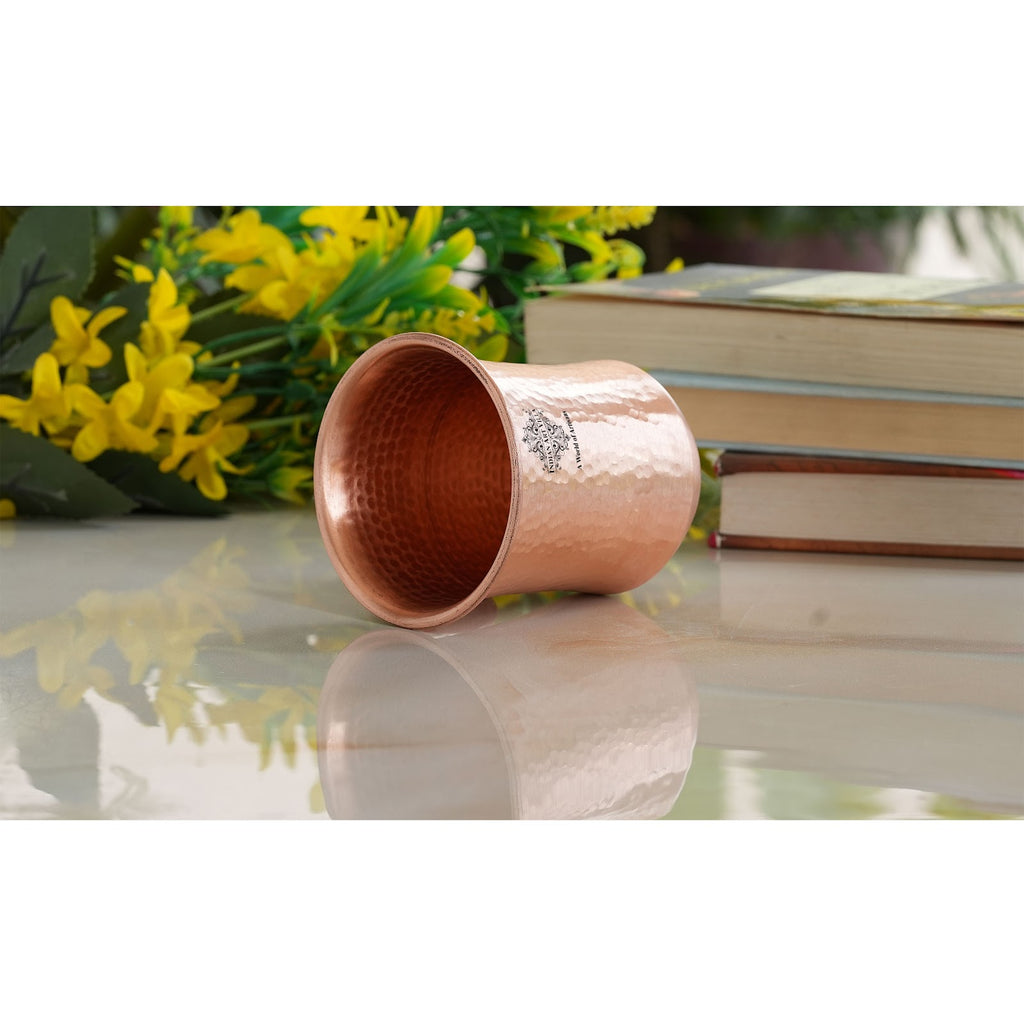 Indian Art Villa Handcrafted Pure Copper Hammered & Smooth Design Glass, Drinkware, Serveware, Tableware