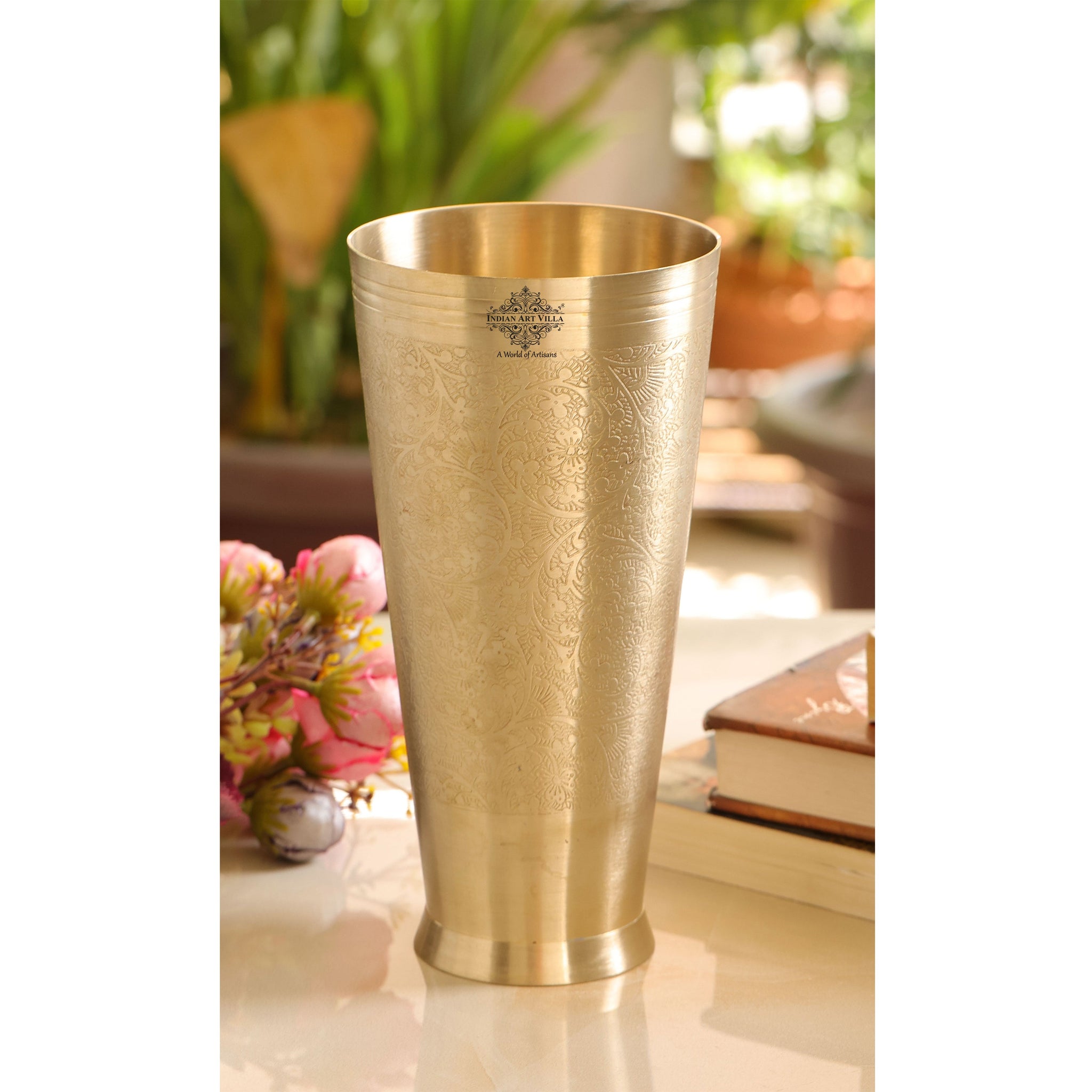 Unique Indian Islamic Calligraphy Hand Carved Brass Lassi Glass / Cup, Islamic Lassi retailer Cup Vintage Brass Tumbler, Decorative Lassi Cup.G66-234