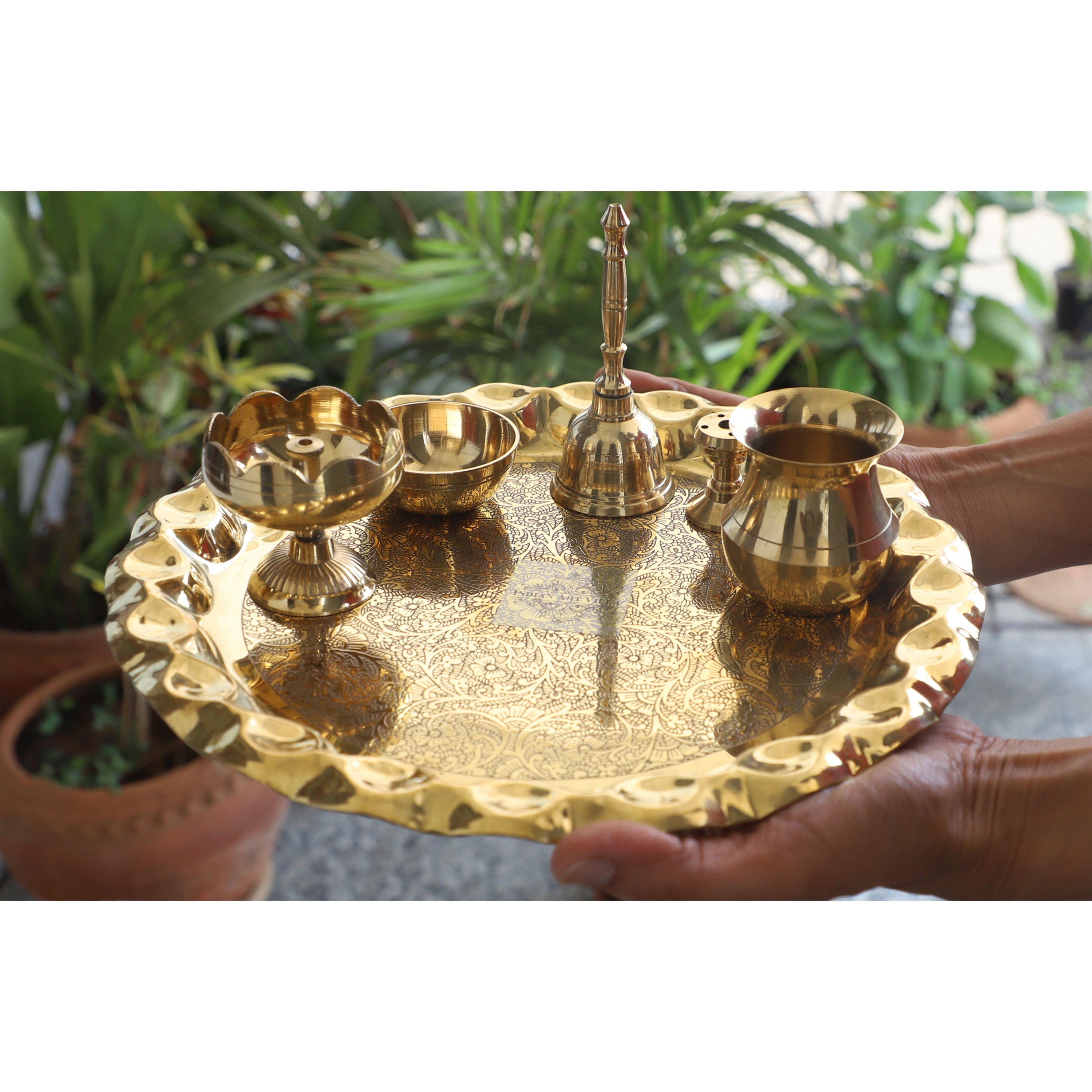 Buy 12 Pcs Brass Pooja Thali Set Online at Best Price in India on