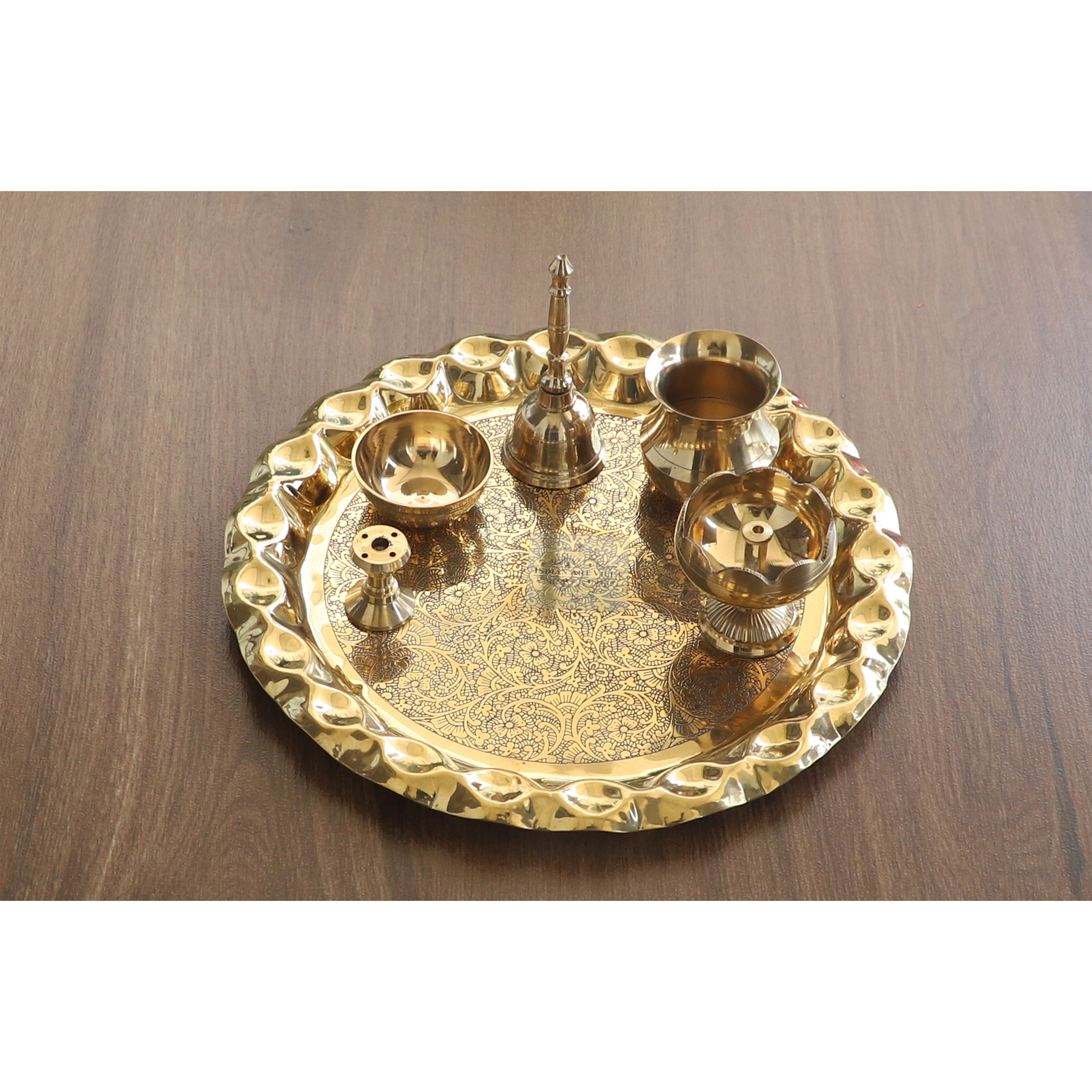 IndianArtVilla Brass Designer Pooja Thali 8'' Inch Brass Price in India -  Buy IndianArtVilla Brass Designer Pooja Thali 8'' Inch Brass online at