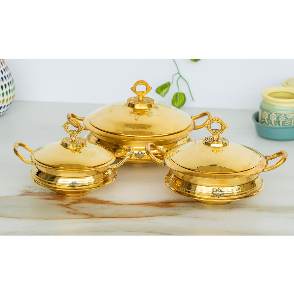 Indian Art Villa Pure Brass Handi  With Brass Handle & Lid - "A perfect blend of tradition and functionality for your kitchen"