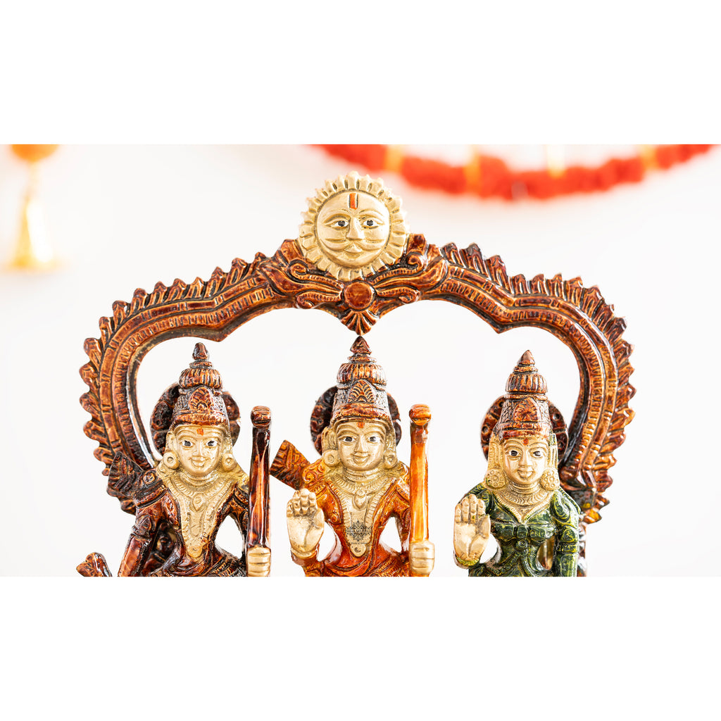 IndianArtVilla, Pure Brass Ram Darbar With Elegant design & Suraj On top - "Worship and Spirituality."