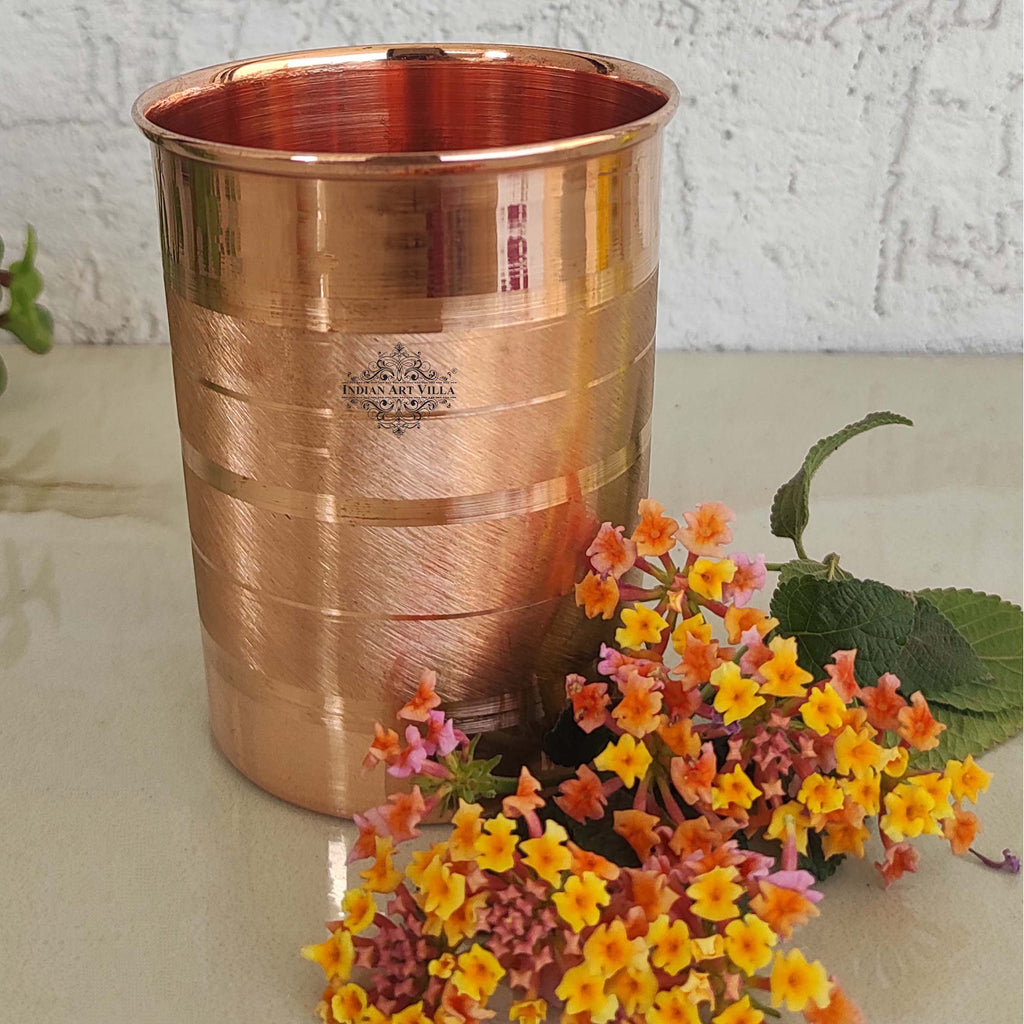 IndianArtVilla Pure Copper Tumbler Handcrafted Glass with Luxury Design- 300ml