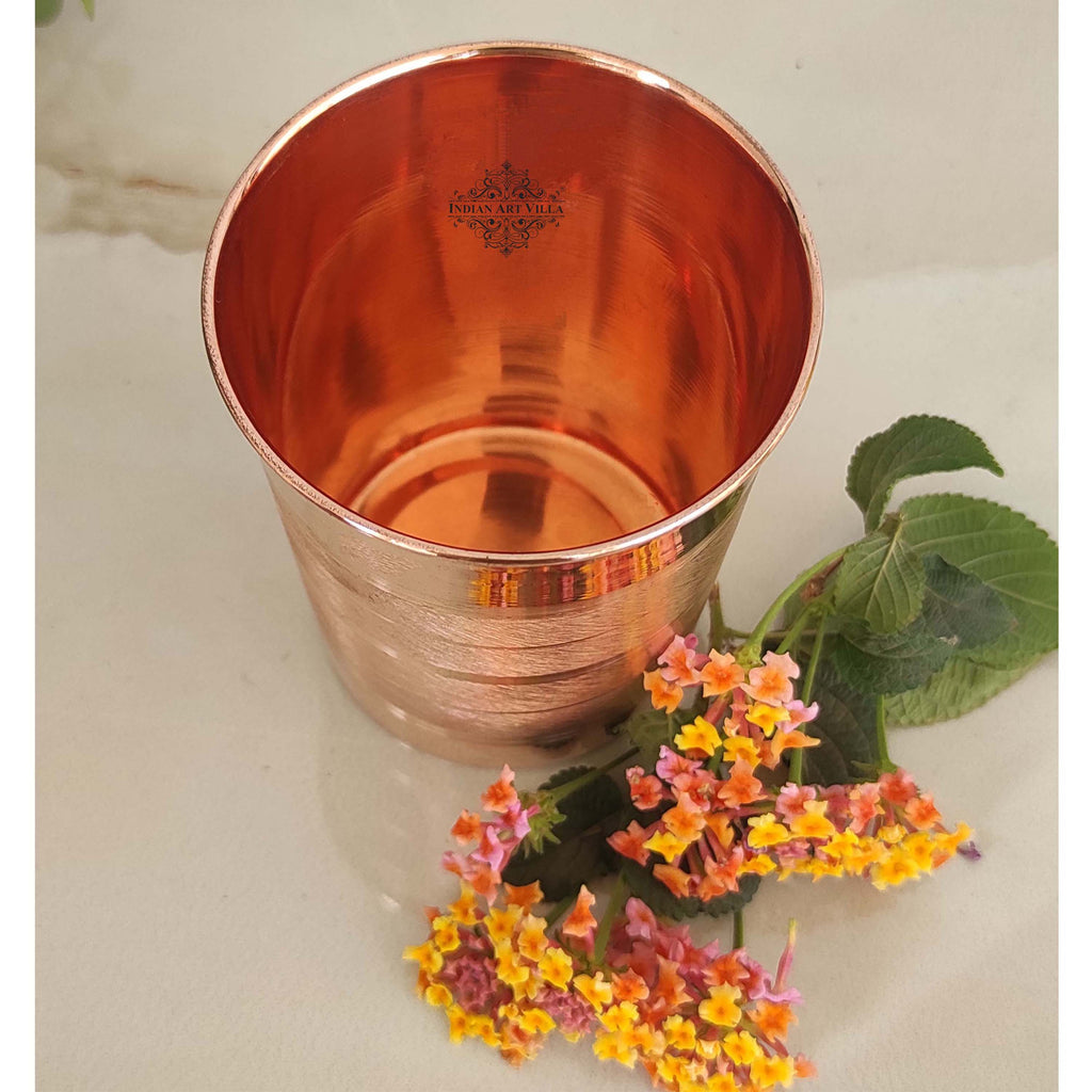 IndianArtVilla Pure Copper Tumbler Handcrafted Glass with Luxury Design- 300ml