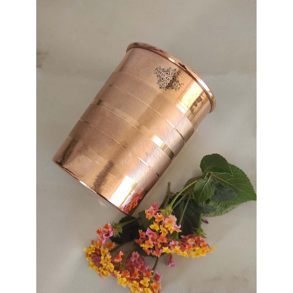 IndianArtVilla Pure Copper Tumbler Handcrafted Glass with Luxury Design- 300ml