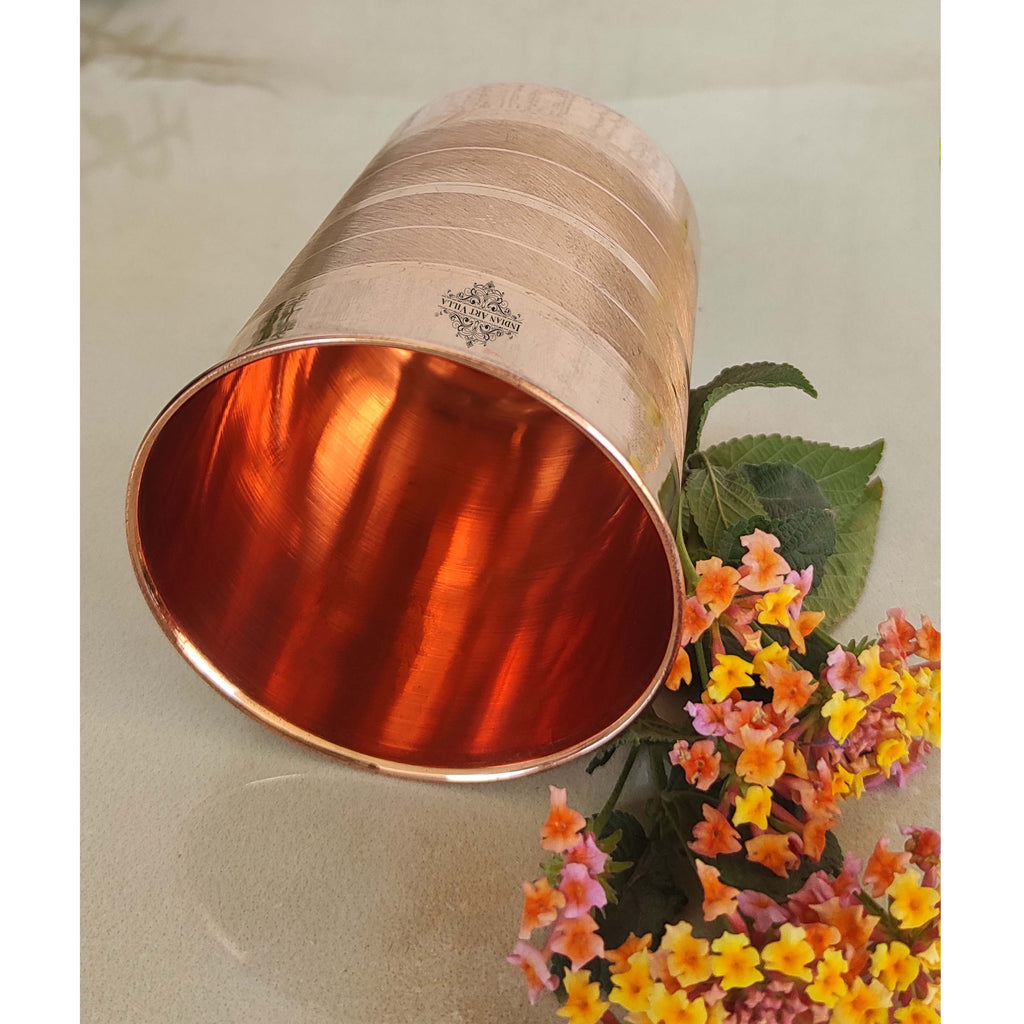 IndianArtVilla Pure Copper Tumbler Handcrafted Glass with Luxury Design- 300ml