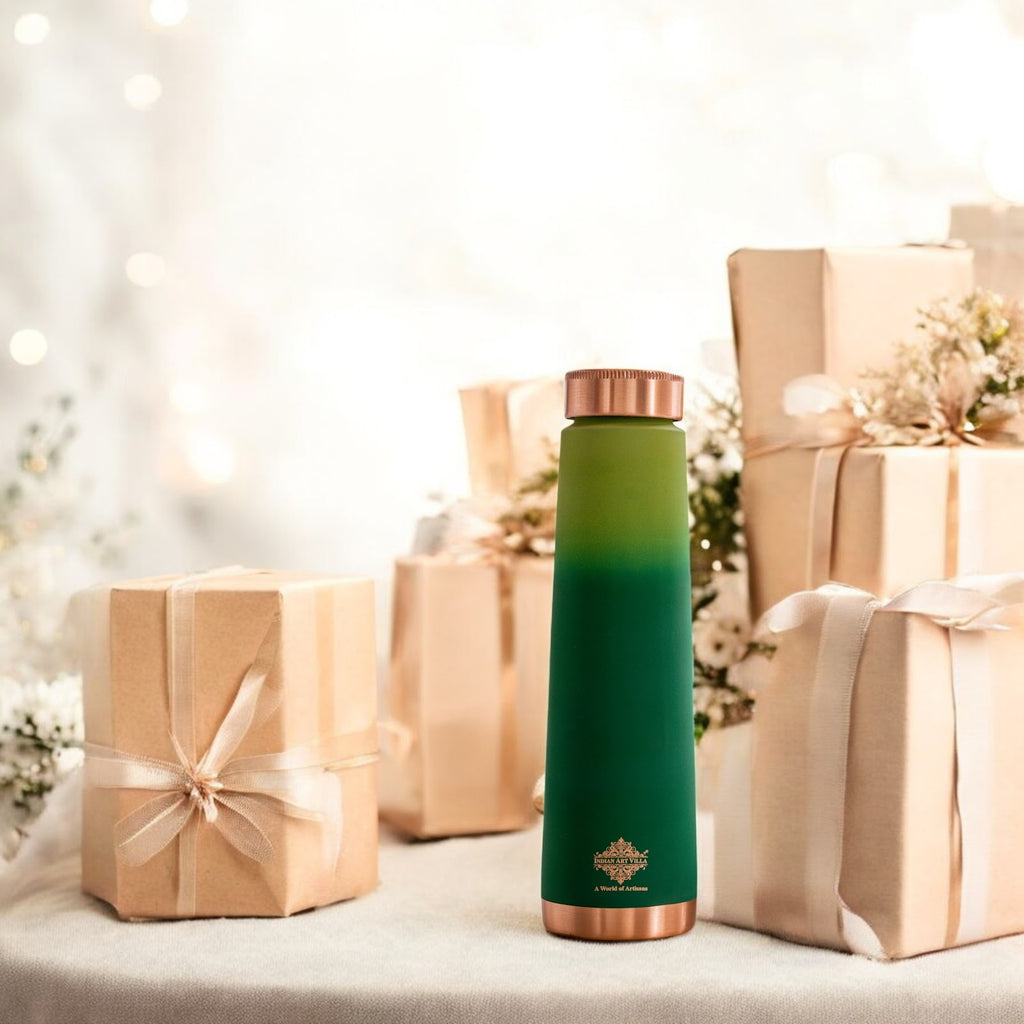 Indian Art Villa Pure Copper Bottle With Eye-Catching Pyramid Shape : Wellness & Elegance