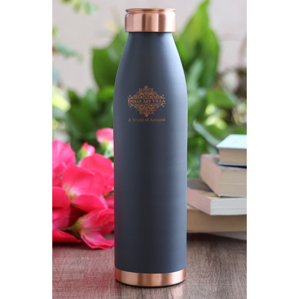 Indian Art Villa  Pure Copper Lacquer Coated Silk Finish Handcrafted Bottle, Daily Drinkware