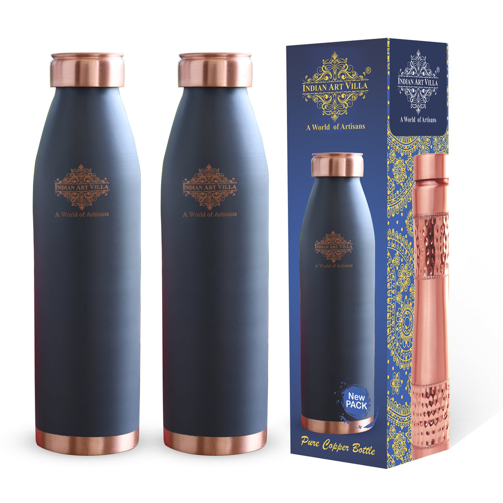 Indian Art Villa  Pure Copper Lacquer Coated Silk Finish Handcrafted Bottle, Daily Drinkware