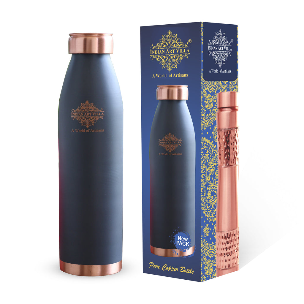 Indian Art Villa  Pure Copper Lacquer Coated Silk Finish Handcrafted Bottle, Daily Drinkware