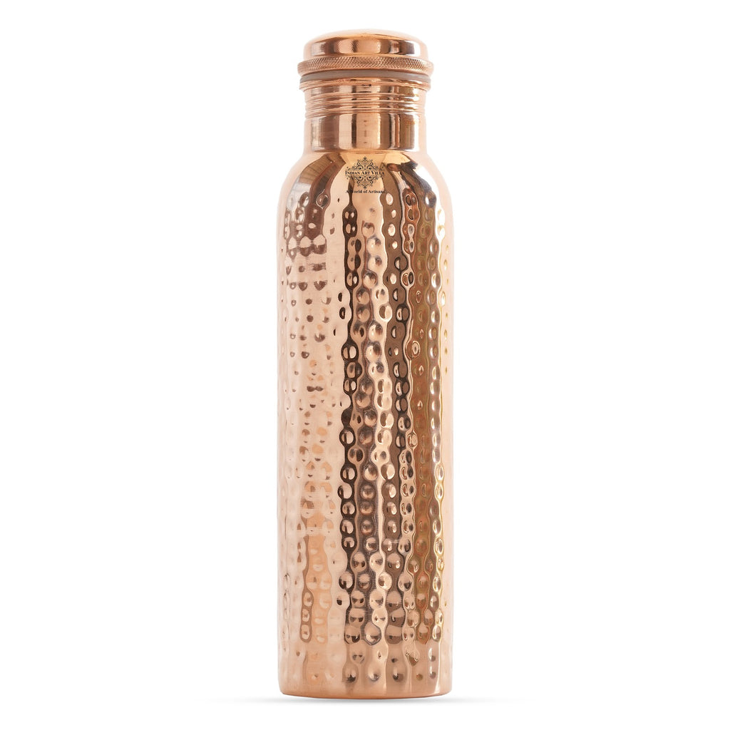 Indian Art Villa Handcrafted Pure Copper Hammered Design Water Bottle, Good for Health, Drinkware