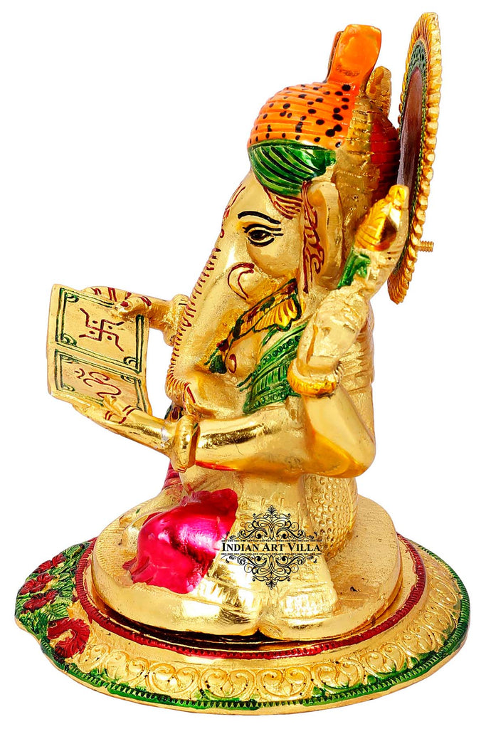 IndianArtVilla God Ganesha Reading Book Idol, Home Decore, Gift Item, Height:- 22.86 cm