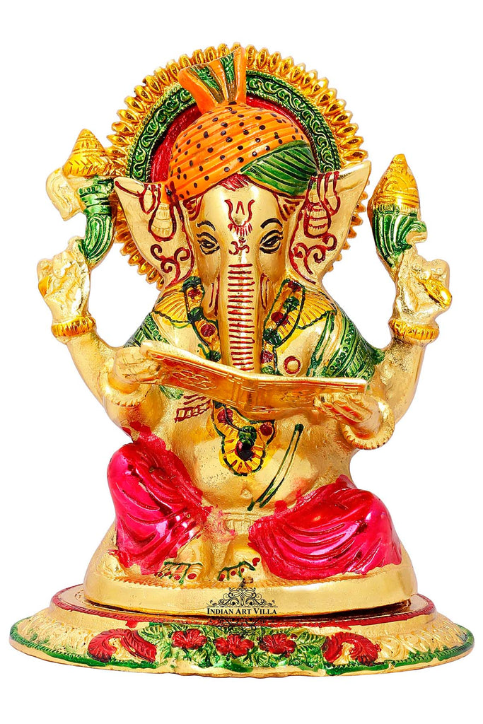 IndianArtVilla God Ganesha Reading Book Idol, Home Decore, Gift Item, Height:- 22.86 cm