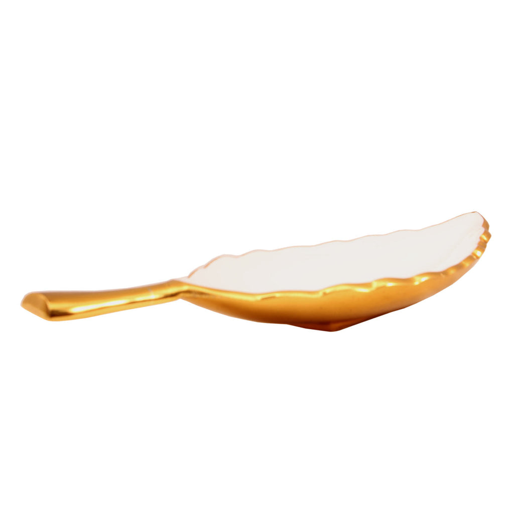 IndianArtVilla Aluminium Leaf Design Serving Tray|Serveware Tableware|Length 33.53 cm