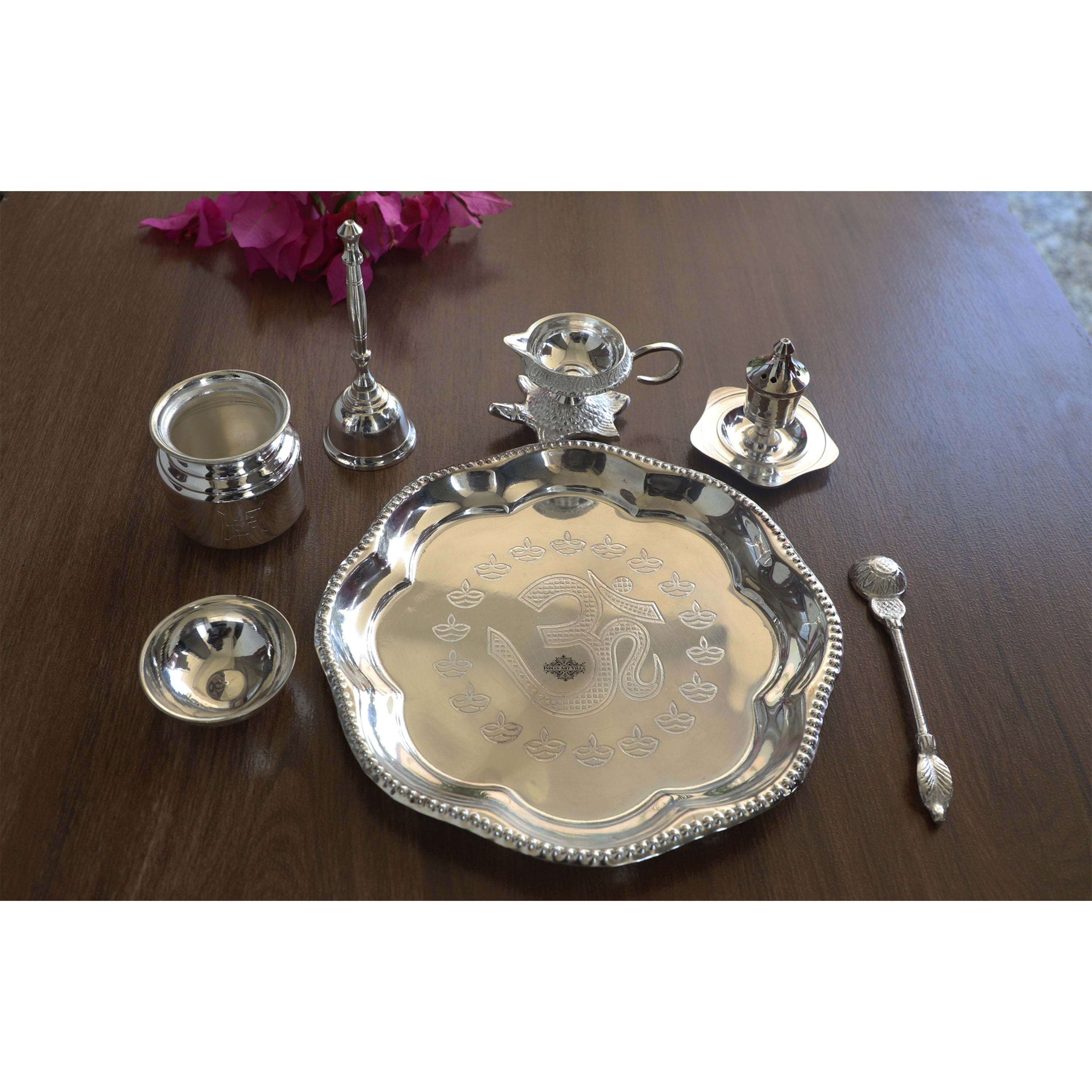 Buy Indian Art Villa Handmade Decorative Silver Plated Om Design