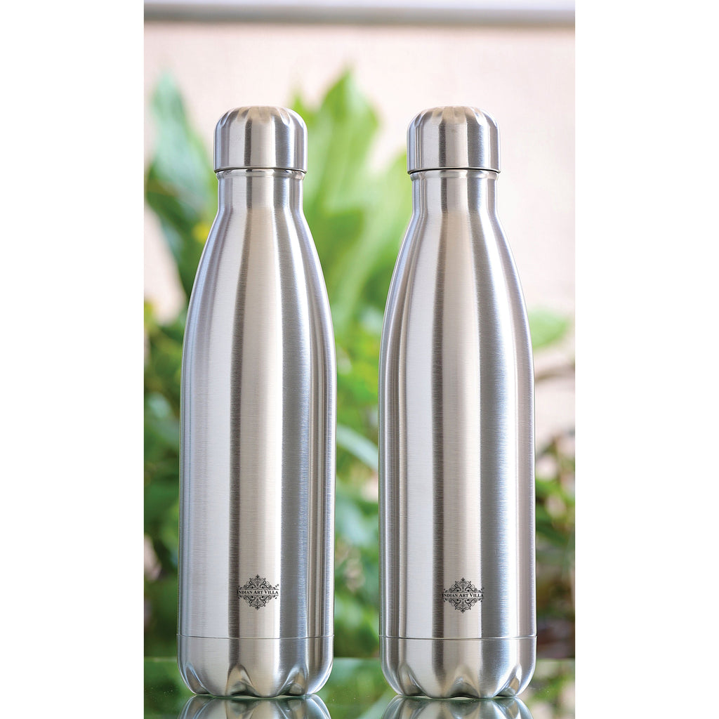 IndianArtVilla Handmade Pure Steel Insulated Vaccum Bottle, 500 ML, 750 ML