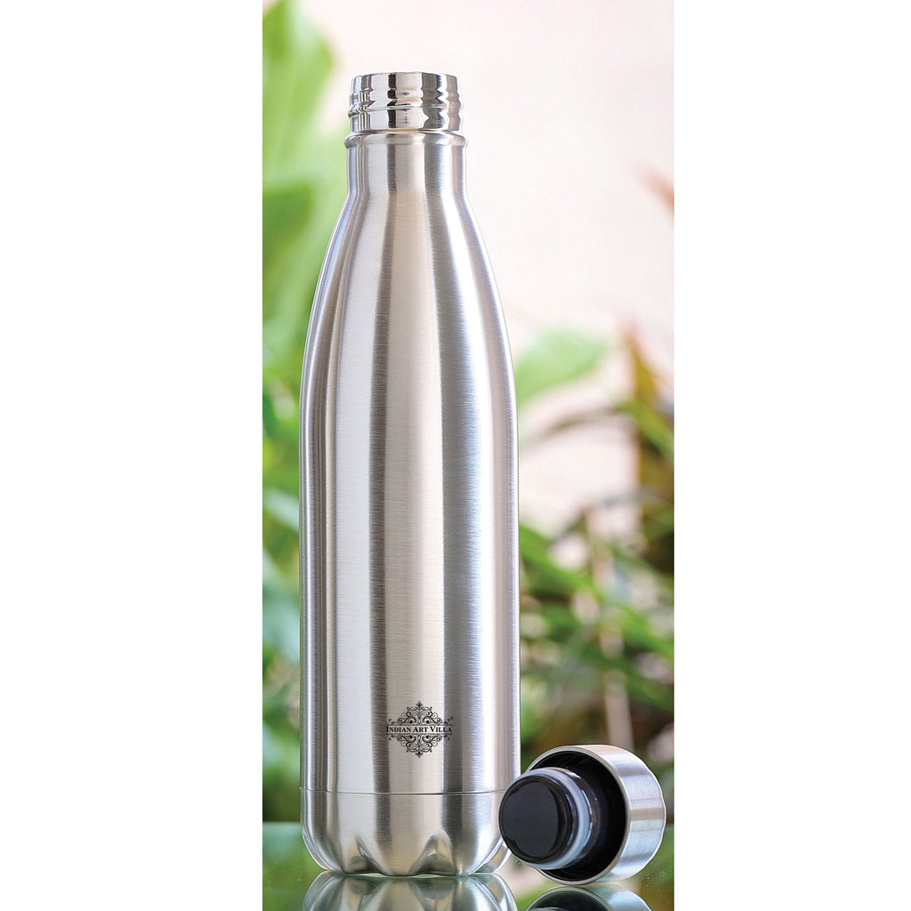 IndianArtVilla Handmade Pure Steel Insulated Vaccum Bottle, 500 ML, 750 ML