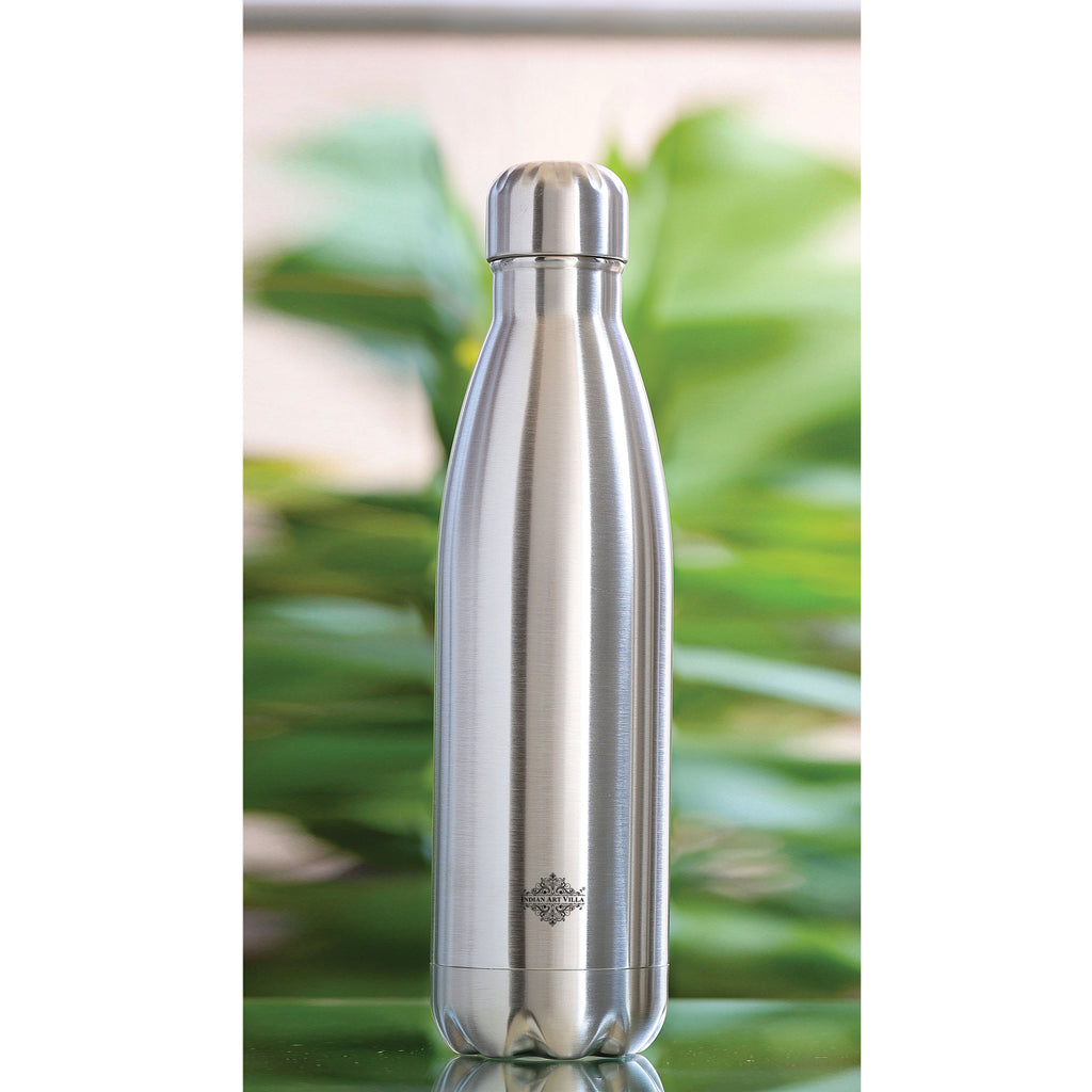 IndianArtVilla Handmade Pure Steel Insulated Vaccum Bottle, 500 ML, 750 ML