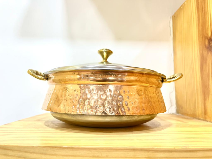 Buy Indian Art Villa Steel Copper Handi/Casserole Bowl With