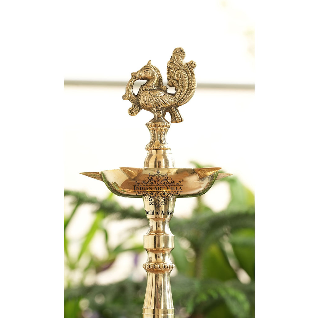 Indian Art Villa Pure Brass Stand Pillar Diya, Dana kashi Murga Design