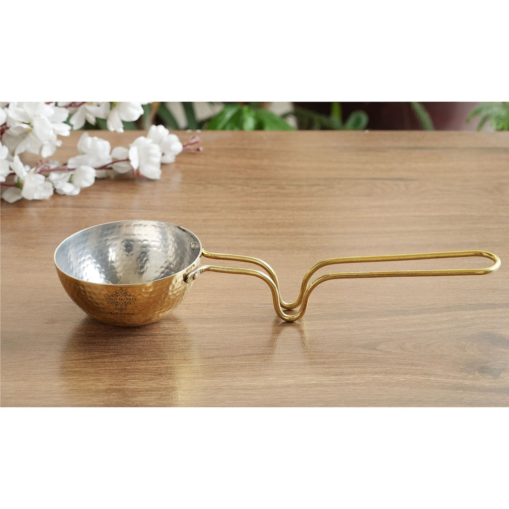 IndianArtVilla Handcrafted Pure Brass Tadka Pan, For Home | Hotel | Restaurant, 260ml