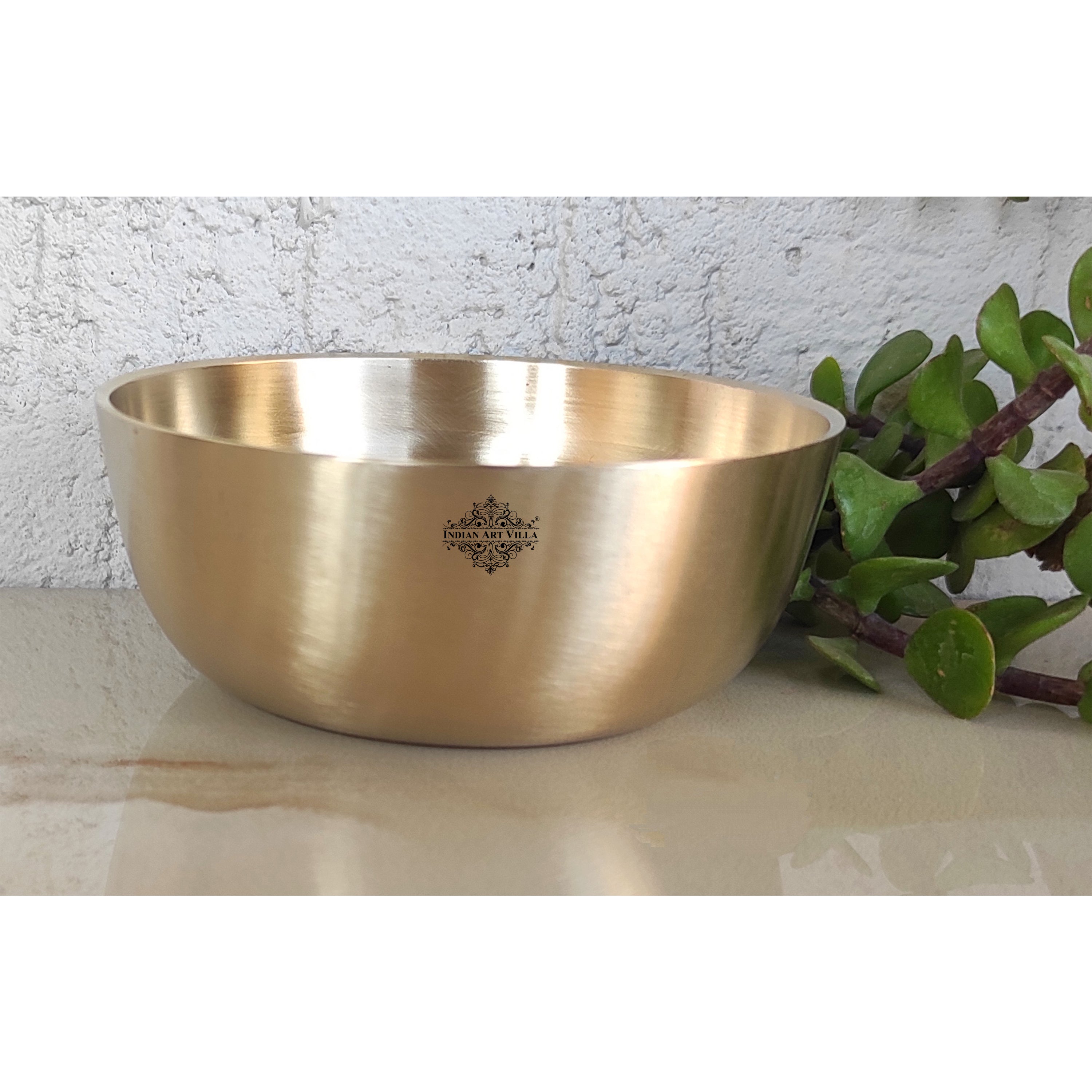 Buy Indian Art Villa Brass Bowl With Matt Finish Design ...