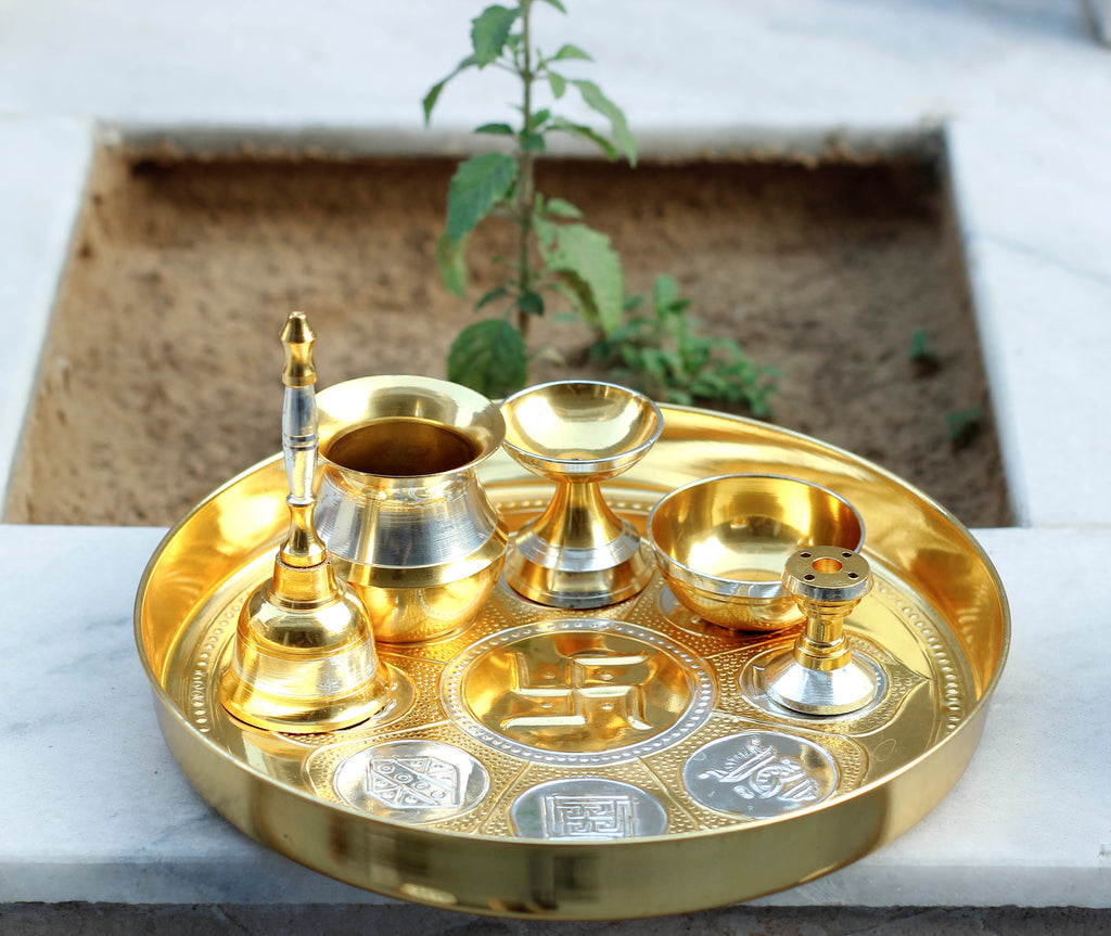 Brass Pooja Thali Multiple compartments – poojagallery