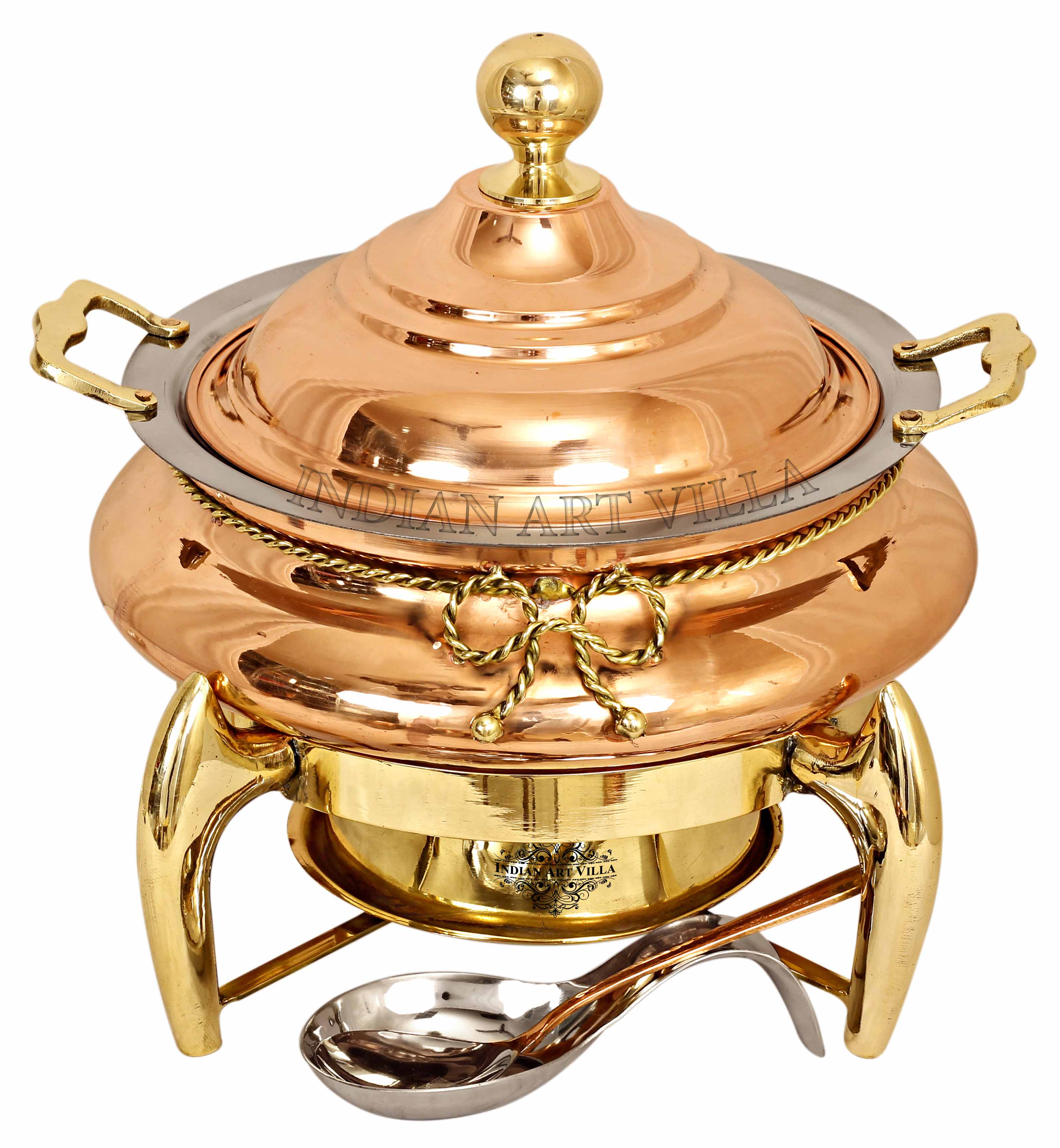 Buy Indian Art Villa Pure Steel Copper Chafing Dish with Brass fuel Gel  Stand & Serving Spoon Online - Indian Art Villa