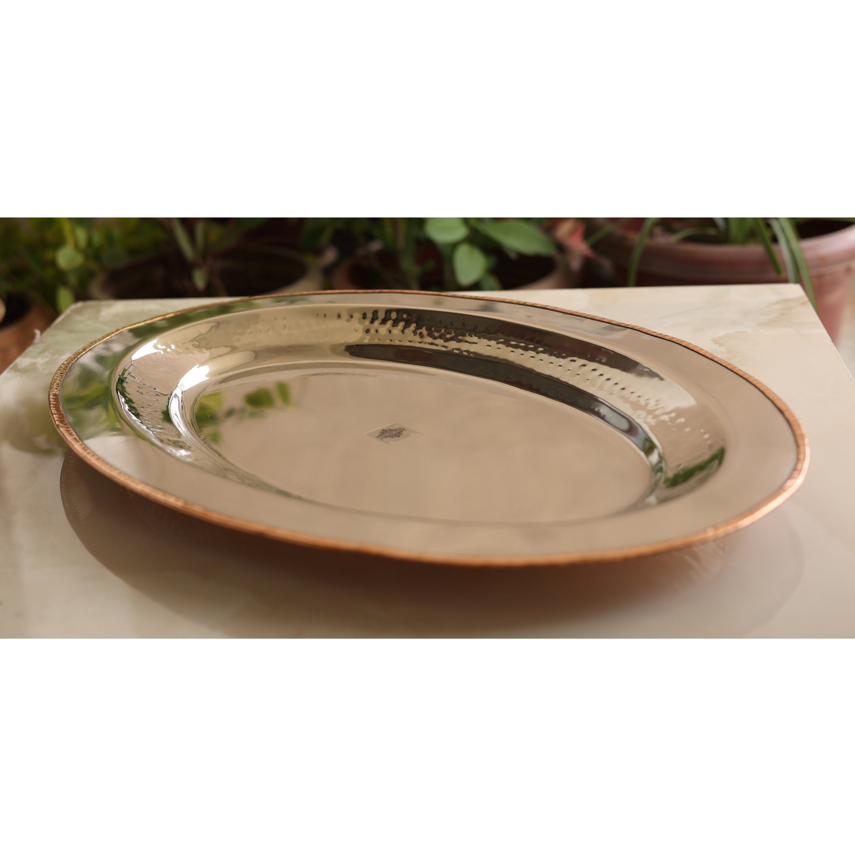 Set of 4 Hammered Copper Plates | Elegant Copper Dinnerware plates | Base  Plate Tableware 